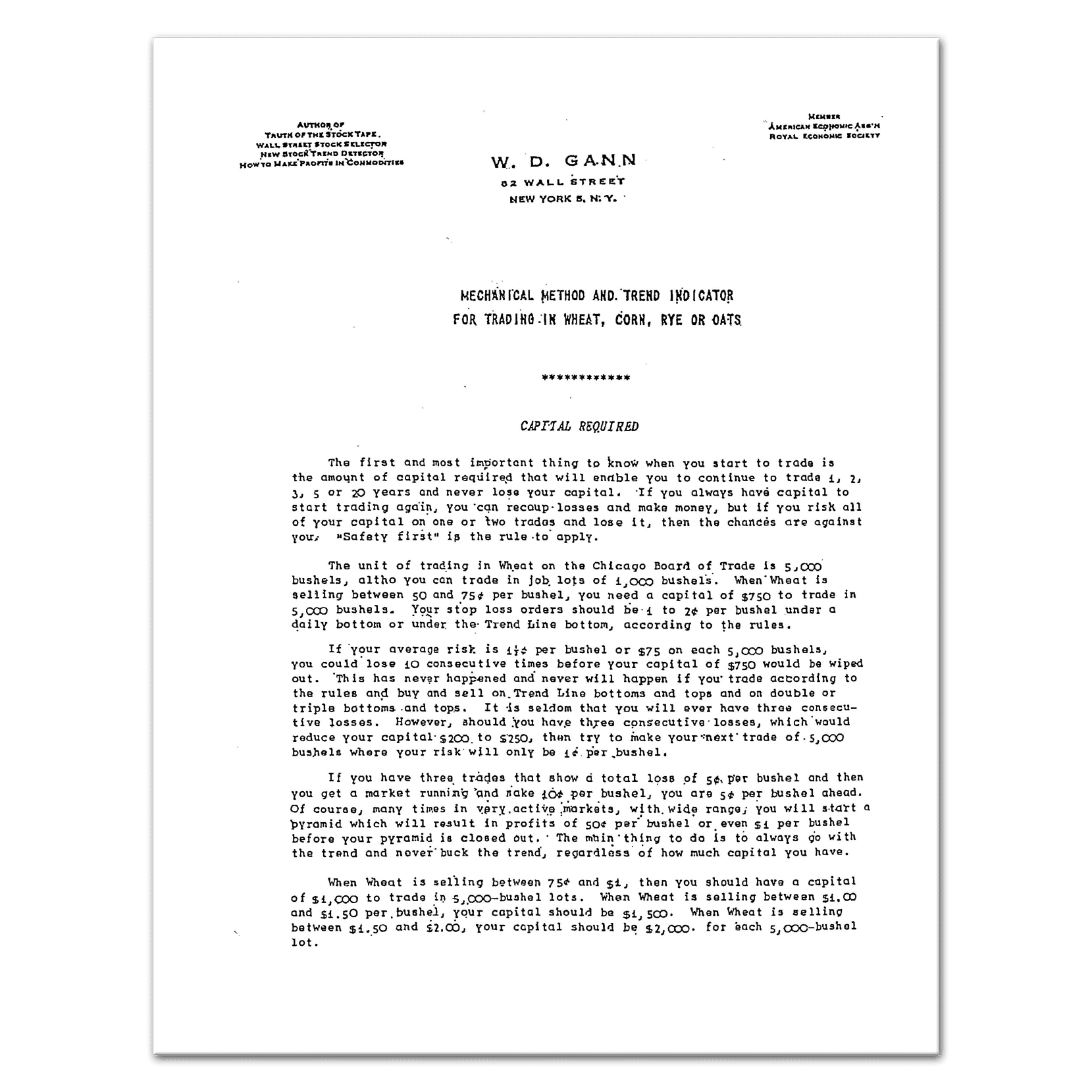 SPECULATION A PROFITABLE PROFESSION, A Course of Instruction on Grains (1931 to 1956) by W.D. Gann - Image 3