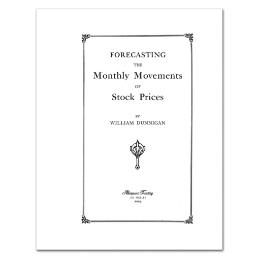 Forecasting the Monthly Movement of Stock Prices Book Title page by William Dunnigan